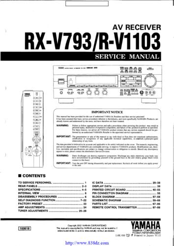 YAMAHA功放RX-V1065说明书的问题的相关图片