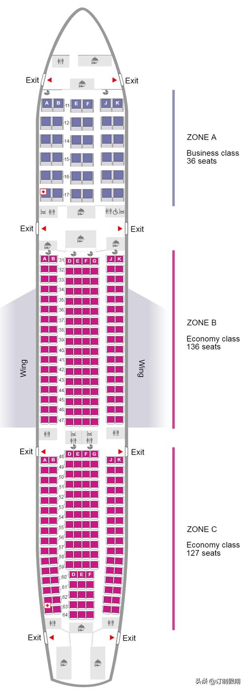 国泰航空飞机多少排?一排六个座位,53E这个座位大概在什么位置?的相关图片