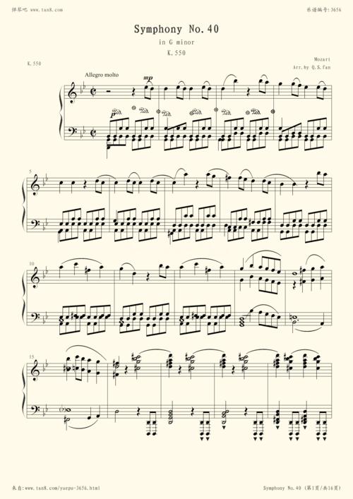 请对莫扎特的第四十号交响曲的第一乐章进行主题鉴赏表述！！！的相关图片